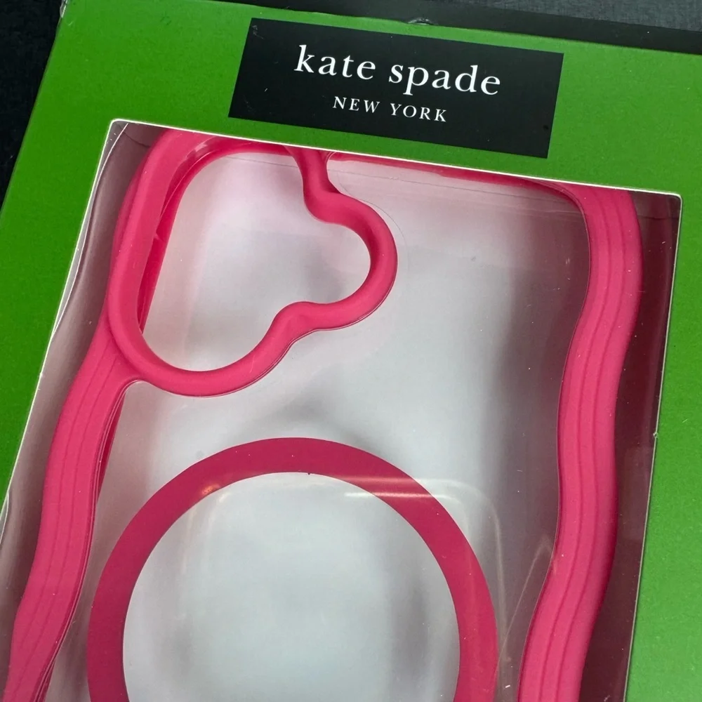 Kate Spade clear/Pink iPhone 16 WAVY Case-stylish & helps with grip🩷♠️see photos